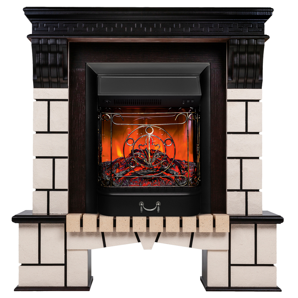 Каминокомплект Real Flame Stone AO-297 с очагом Majestic Lux Black (без пульта)