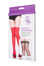 Черные чулки в сетку с резинкой полосами OS (42-46) (Цвет: черный)