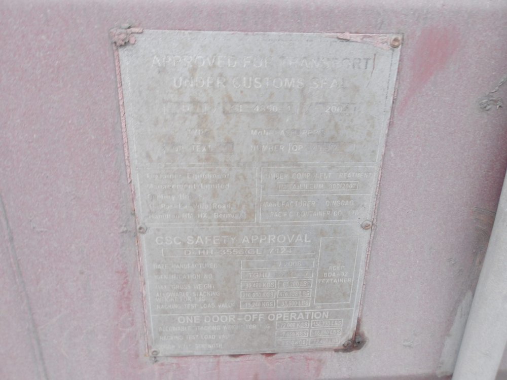 Контейнер 20 футов № TGHU1070761
