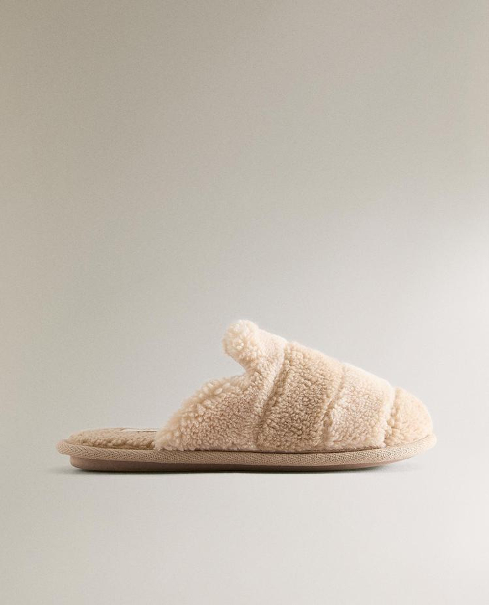 ZARA HOME ДЕТСКИЕ ТАПОЧКИ-МЮЛИ ИЗ ИСКУССТВЕНОЙ ОВЧИНЫ, НАТУРАЛЬНЫЙ