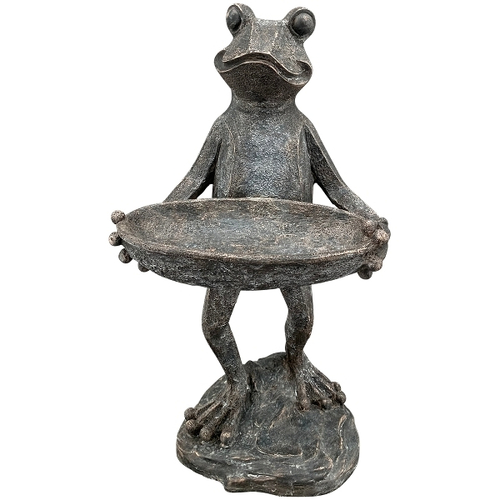 Декор "Лягушка с блюдом" стоящая 22x19x42см Магнезия