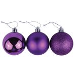 Шары елочные ЗОЛОТАЯ СКАЗКА, НАБОР 6 штук, пластик, 6 см, ФИОЛЕТОВЫЕ (глянец, матовый, глиттер), 590869