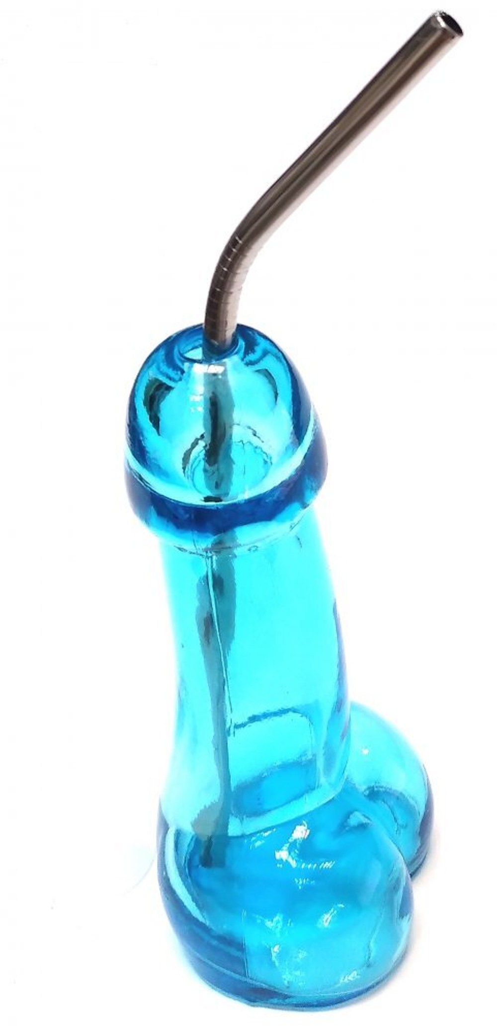 Бокал голубой в форме пениса 110 мл воронка и трубочка