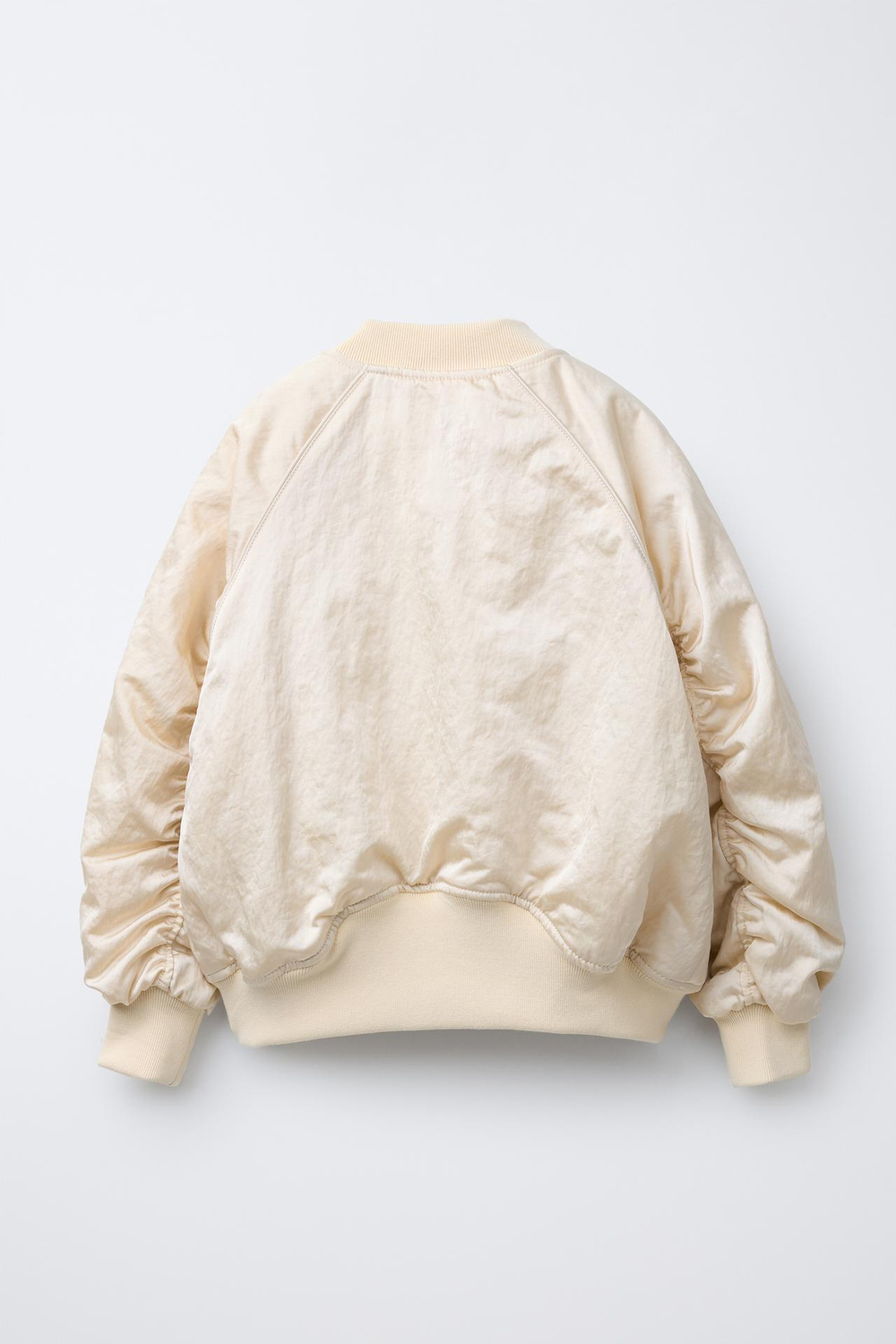 ZARA КУРТКА-БОМБЕР С САТИНИРОВАННЫМ ЭФФЕКТОМ, СВЕТЛЫЙ ЭКРЮ