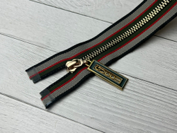 Молния МЕТАЛЛ GU хаки/красн/беж 80 см