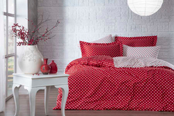 Постельное белье семейное Tivolyo home Macchiato красное