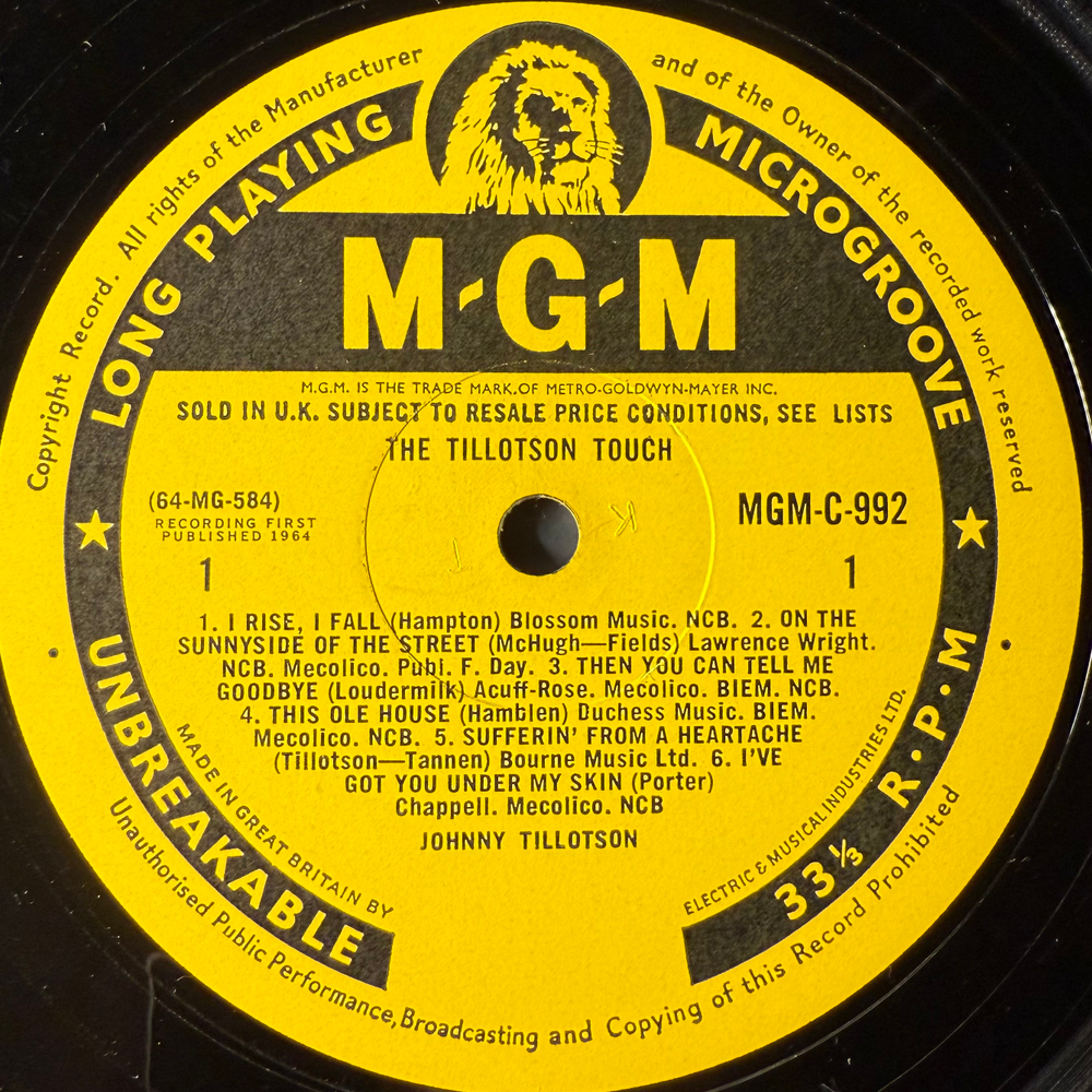 Johnny Tillotson ‎– The Tillotson Touch (Англия 1964г.)
