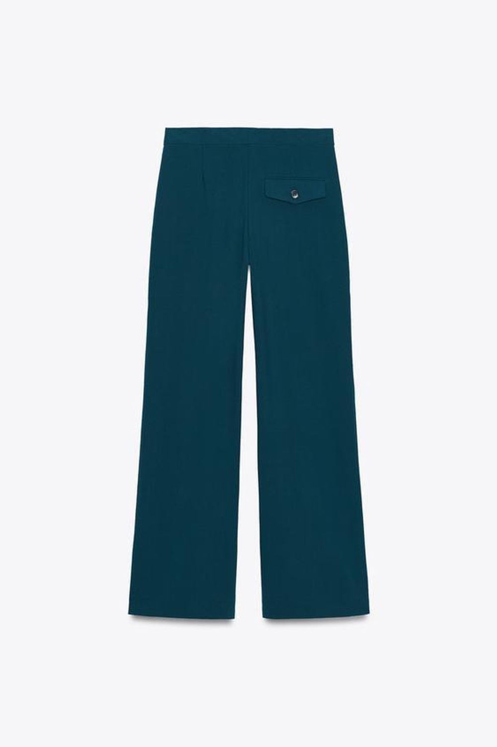 ZARA ШИРОКИЕ БРЮКИ С ЗАЩИПАМИ, СИНЕ-ЗЕЛЕНЫЙ