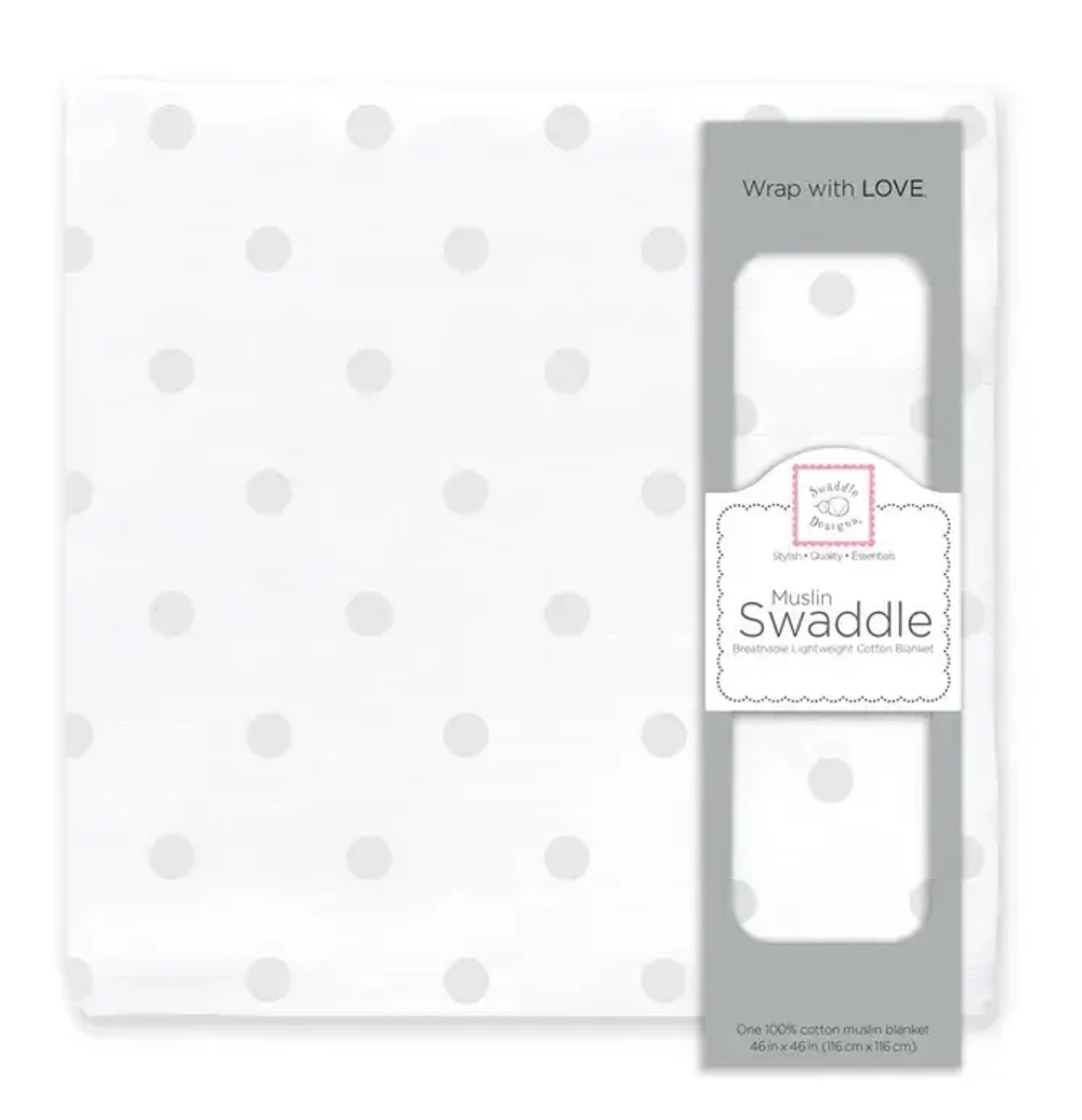 SwaddleDesigns Пеленка муслиновая - French Dots, Sterling