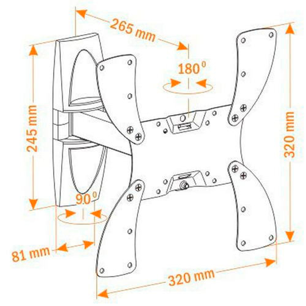Кронштейн ЖК HOLDER LCDS - 5020, 22-42" 30 кг. накл. 20° пов. 100° белый