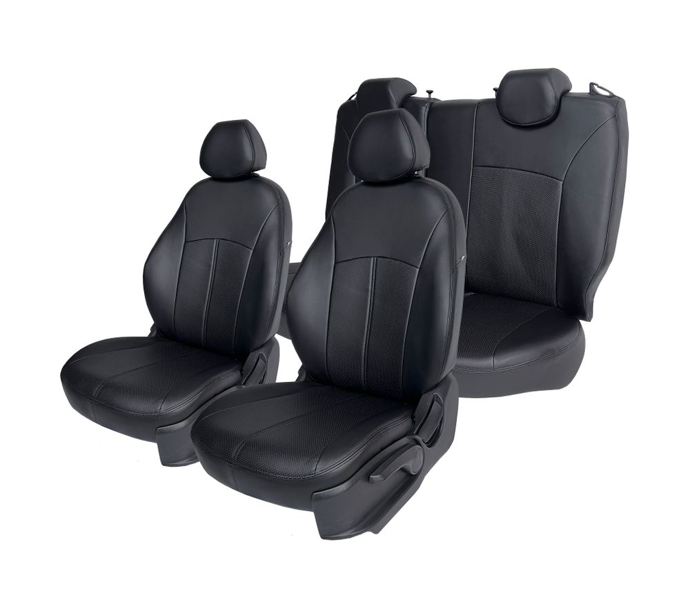 Чехлы на сиденья VW Polo с 2009 -&amp;gt; седан экокожа сплошная задняя спинка черные