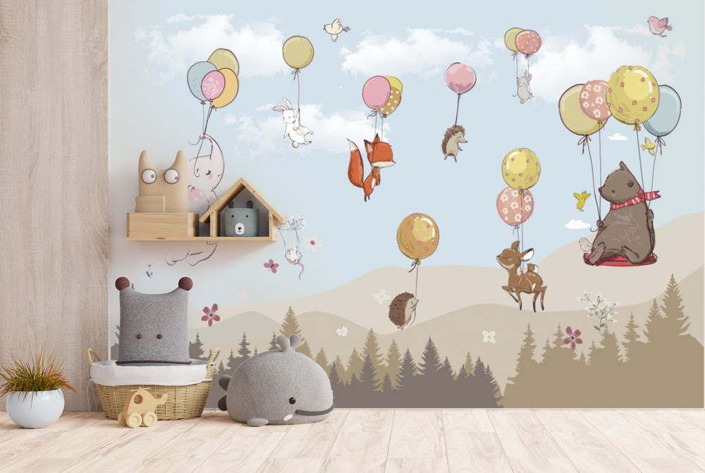 Фотообои воздушные шары и звери