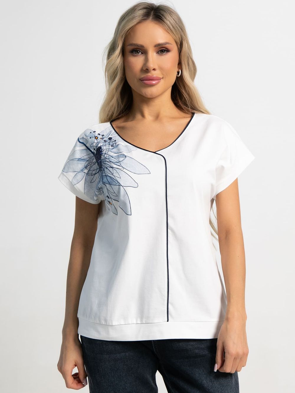 Блуза Капли росы (бело-голубая) Б15564-18М LT Collection