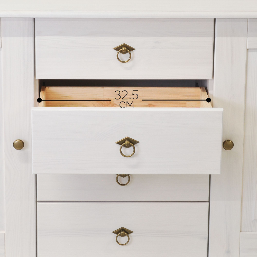 Dipriz Тумба в прихожую Боцен из сосны, 4 ящ. 2 дв., белая