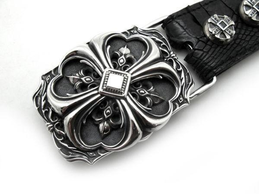 Пряжка для ремня из серебра Heart Cross AZBk-012