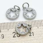 Подвеска Звезда, цвет серебро (родий), фианиты, размер 11*9 мм, цена за 1 шт