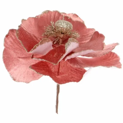 Украшение новогоднее «Пуансеттия - Нежное прикосновение» 17 см, Розовое золото