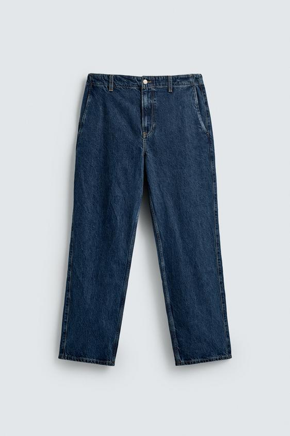 ZARA ДЖИНСОВЫЕ БРЮКИ ЧИНОС STRAIGHT FIT, СИНИЙ