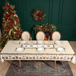 СКАТЕРТЬ "ЩЕЛКУНЧИК" 140Х300СМ БЕЖЕВЫЙ ,100%ХЛОПОК ,ТВИЛ