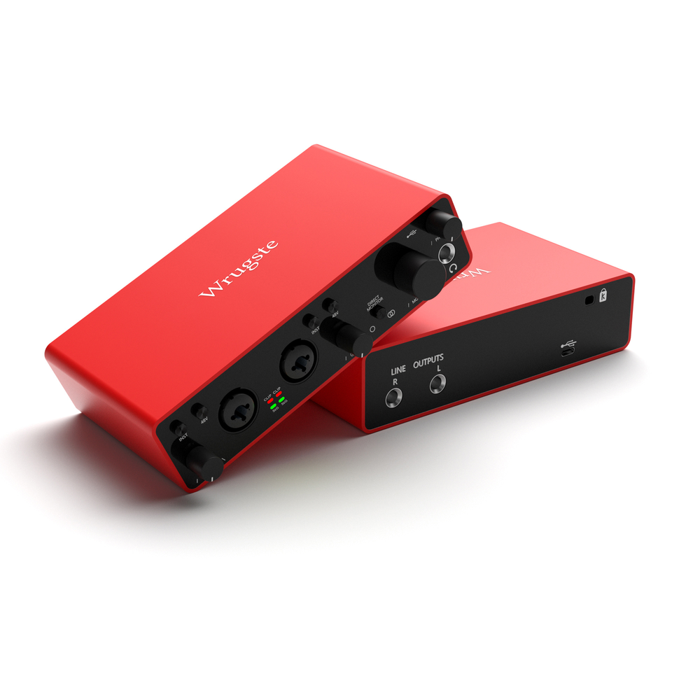 Wrugste GV-AR007 аудиоинтерфейс USB, 2 входа (комбинированные XLR/Jack)/2 выхода. 24 бит/192 кГц.