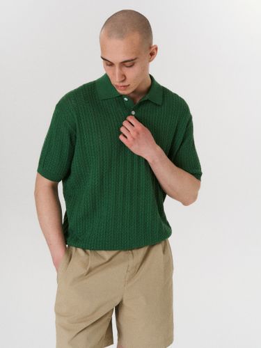 Зеленая вязаная футболка-поло LAWLESS