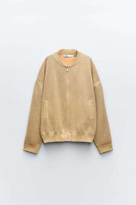 ZARA КАРДИГАН-БОМБЕР С БЛЕСТЯЩЕЙ НИТЬЮ, ЗОЛОТИСТЫЙ