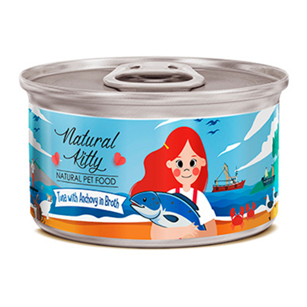 Pettric Natural Kitty Консервы Тунец с Анчоусами в бульоне, 80гр