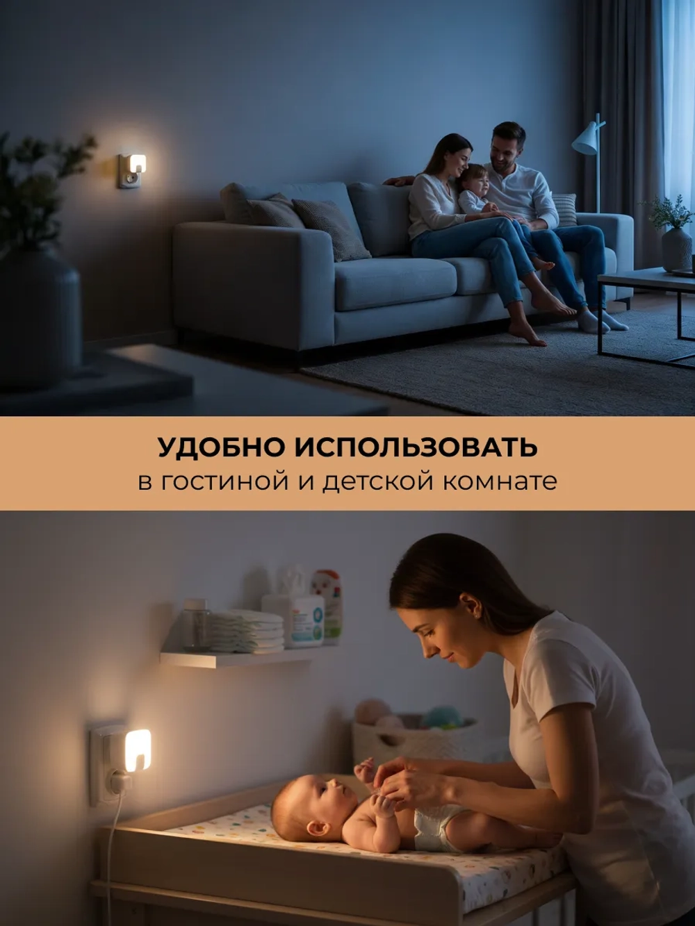 Ночник в розетку с USB