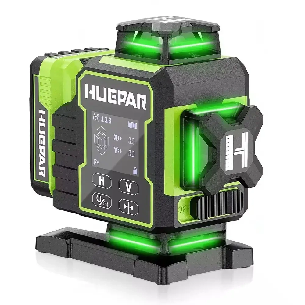 Лазерный уровень Huepar W04CG (ТОЧНЫЙ) с поворотным электромотором и дисплеем