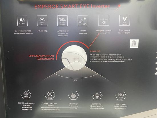 Инверторная сплит-система серии EMPEROR SMART EYE FULL DC Inverter 2024 RACI-EM35HP.D05 (комплект)