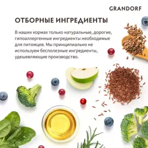 Корм для взрослых кошек, Grandorf indoor, с ягнёнком и индейкой