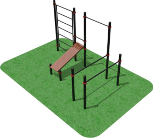 КОМПЛЕКС ВОРКАУТ ШВЕДСКАЯ СТЕНКА, НАКЛОННАЯ СКАМЬЯ ДЛЯ ПРЕССА, ТУРНИК И БРУСЬЯ