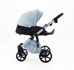 Детская универсальная коляска Adamex NOLA Natura SKY-1 (2в1) - Голубая ткань, голубая экокожа