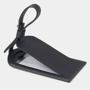 Багажная бирка из кожи теленка, черного цвета