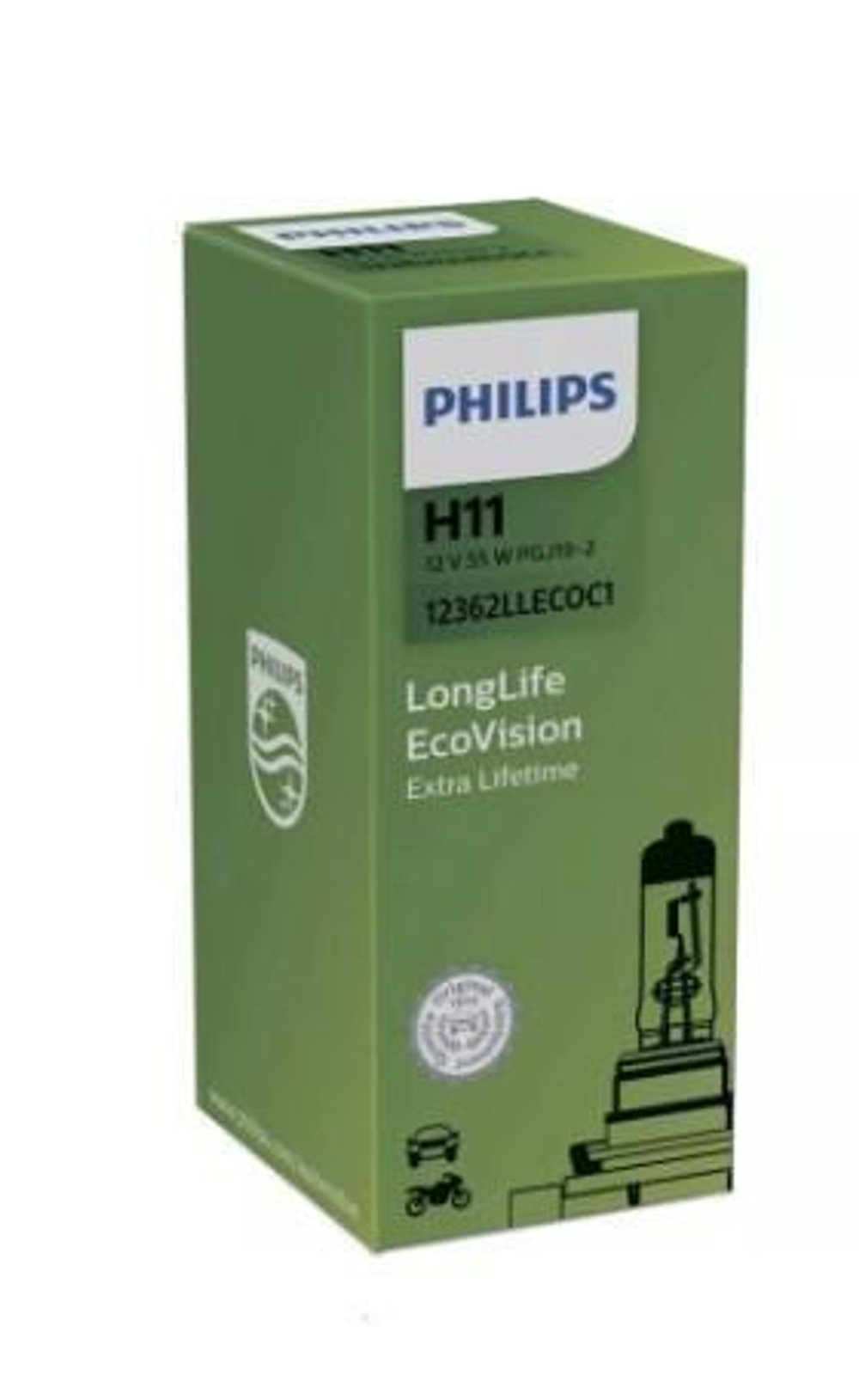 Лампа 12 В H11 55 Вт PGJ19-2 Long Life галогенная Philips