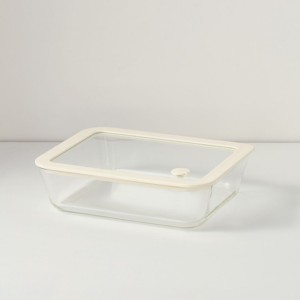 Контейнер для запекания и хранения с вакуумным эффектом Vacuum Glass, 1,4 л, молочный