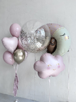 Набор шаров "Мишка в розовых облаках", дизайн №2