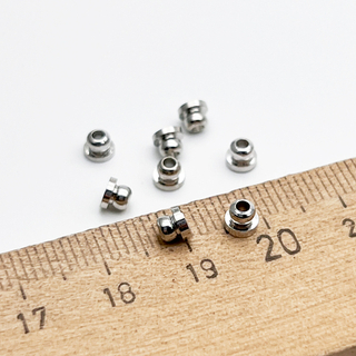 Шапочки для бусин, цвет серебро (родий), размер около 4*3,2 мм, цена за набор 2 шт