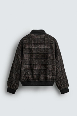 ZARA КУРТКА С ВОРОТНИКОМ И РУБЧИКОМ, ЧЕРНЫЙ/КОРИЧНЕВЫЙ