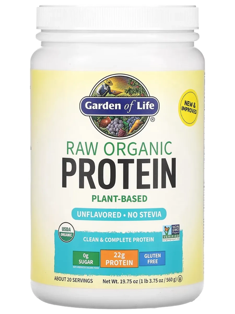 RAW Organic Растительный протеин без вкуса 560 г
