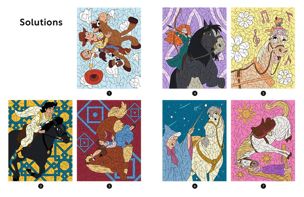 DISNEY Coloriages Magiques Mysteres - Волшебная книга-раскраска, Тайны - Герои и лошади / 9782017290018