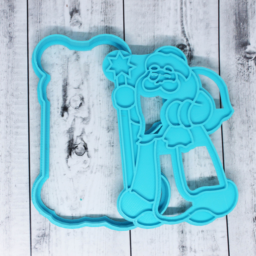 Вырубка для пряника "Дед мороз с посохом" 12 см, пластик