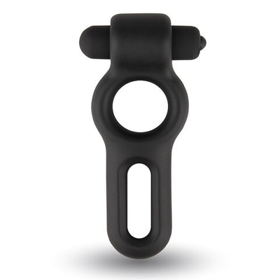 Черное двойное эрекционное виброкольцо Rooster Drake (Цвет: черный)