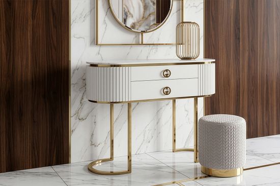 GY-BEN8143GOLD-LG Банкетка велюр светло-серый/золото d42*46см