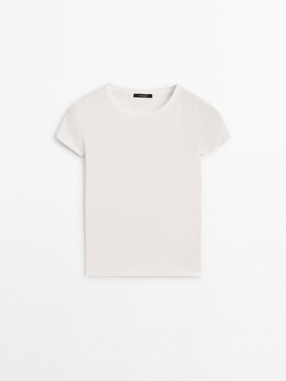 Massimo Dutti Футболка с короткими рукавами и окантовкой, натуральный, кремовый