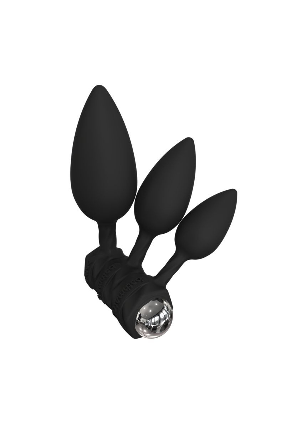 Набор из 3 анальных плагов и вибропули Bathmate Anal Training Plugs VIBE (Цвет: черный с серебристым)