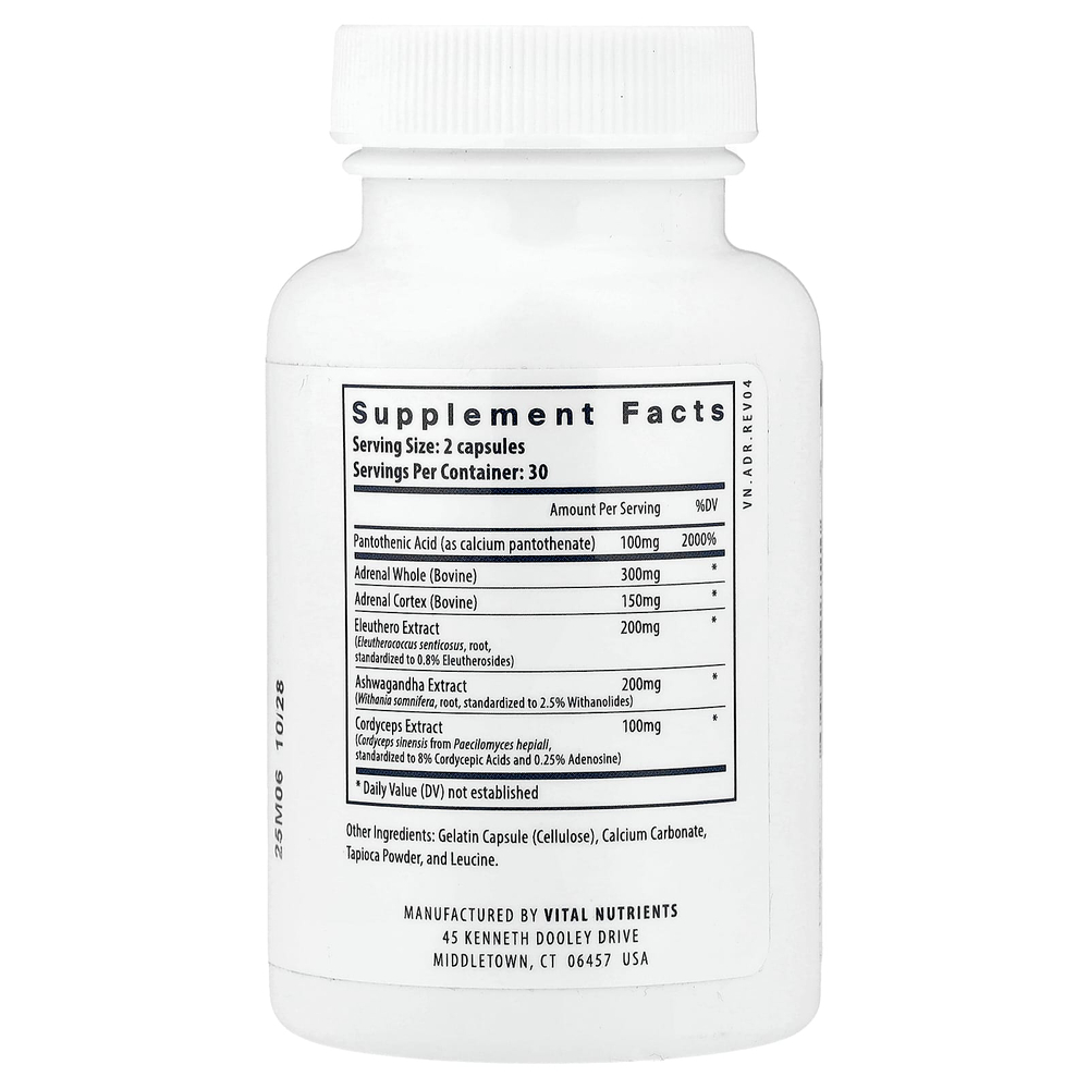 Vital Nutrients, Поддержка надпочечников`` 60 капсул