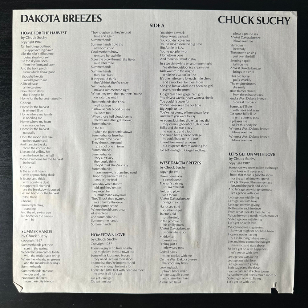 Chuck Suchy ‎– Dakota Breezes (США 1987г.)