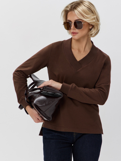 Джемпер с V-вырезом и удлиненной спинкой