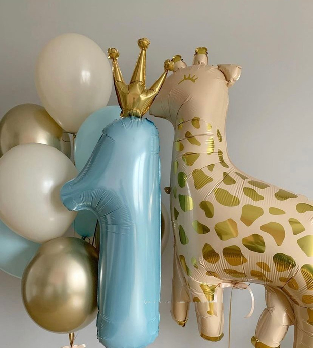 Цифра (90см) с короной голубая